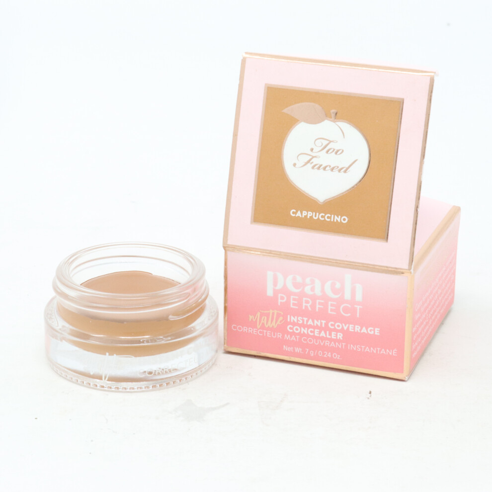 (Cappuccino) Too Faced Peach Perfect Matte Instant Coverage Concealer  0.24oz/7g New With Box