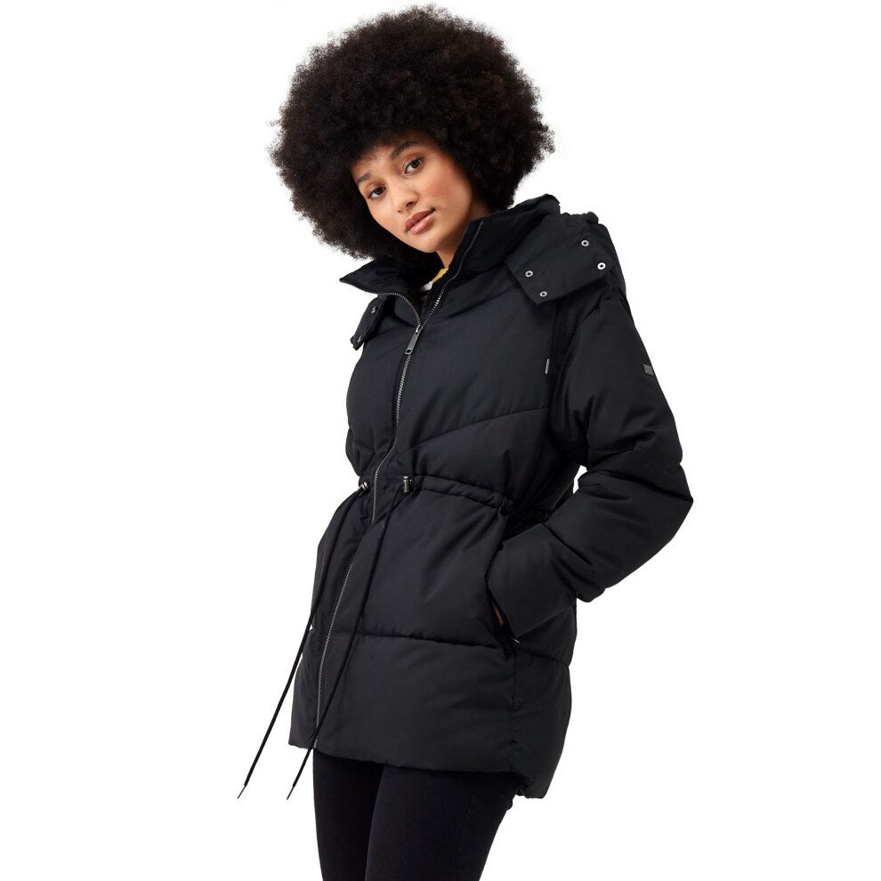 (20, Black) Regatta Womens Rurie Baffled Water Repellent Padded Jacket Coat