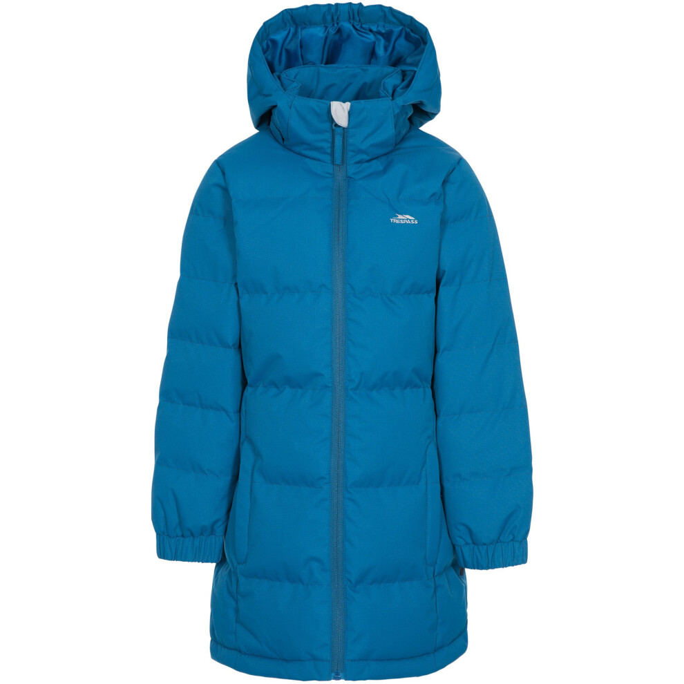 (2-3 Yrs, Blue) Trespass Girls Tiffy Full Zip Padded Winter Warm Hooded Insulated Jacket Coat