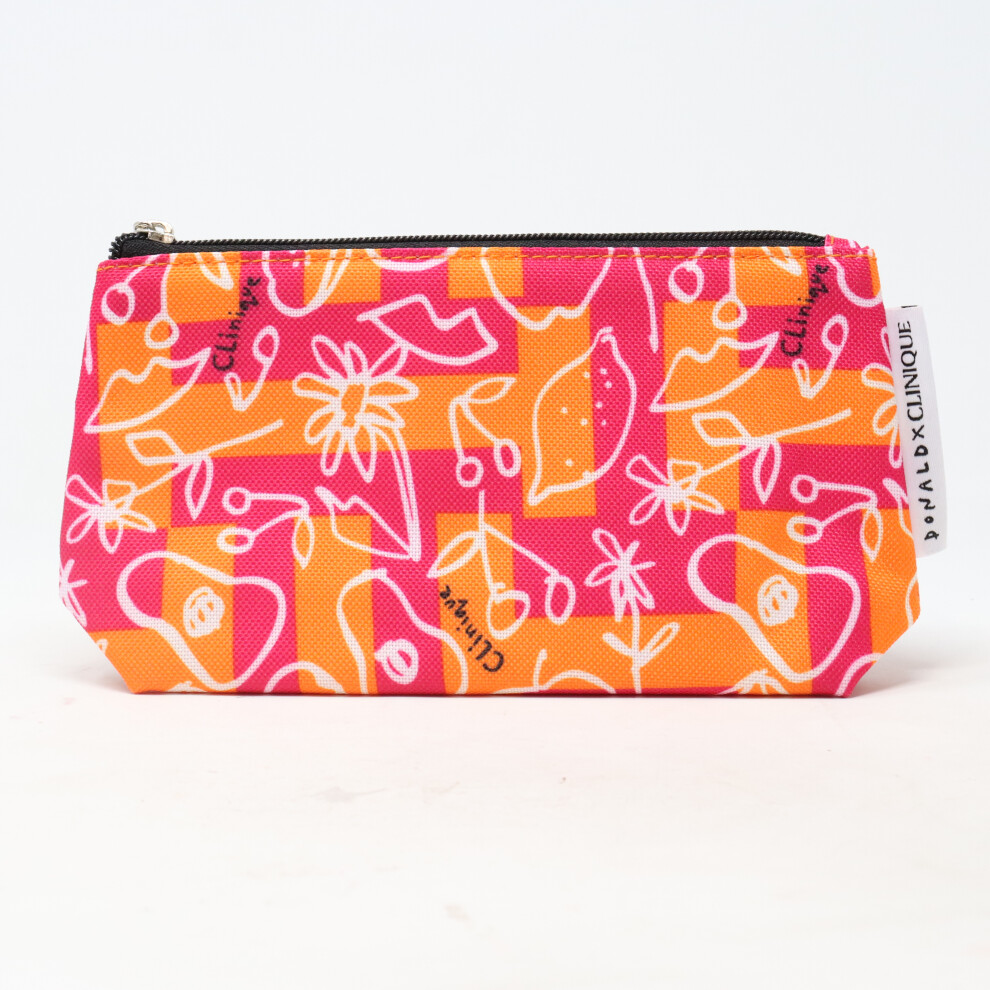 Clinique X Donald Magenta/Orange Cosmetic Bag  / New