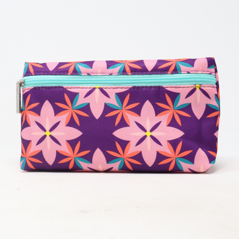 Clinique Purple Flower Print Cosmetic Bag  / New