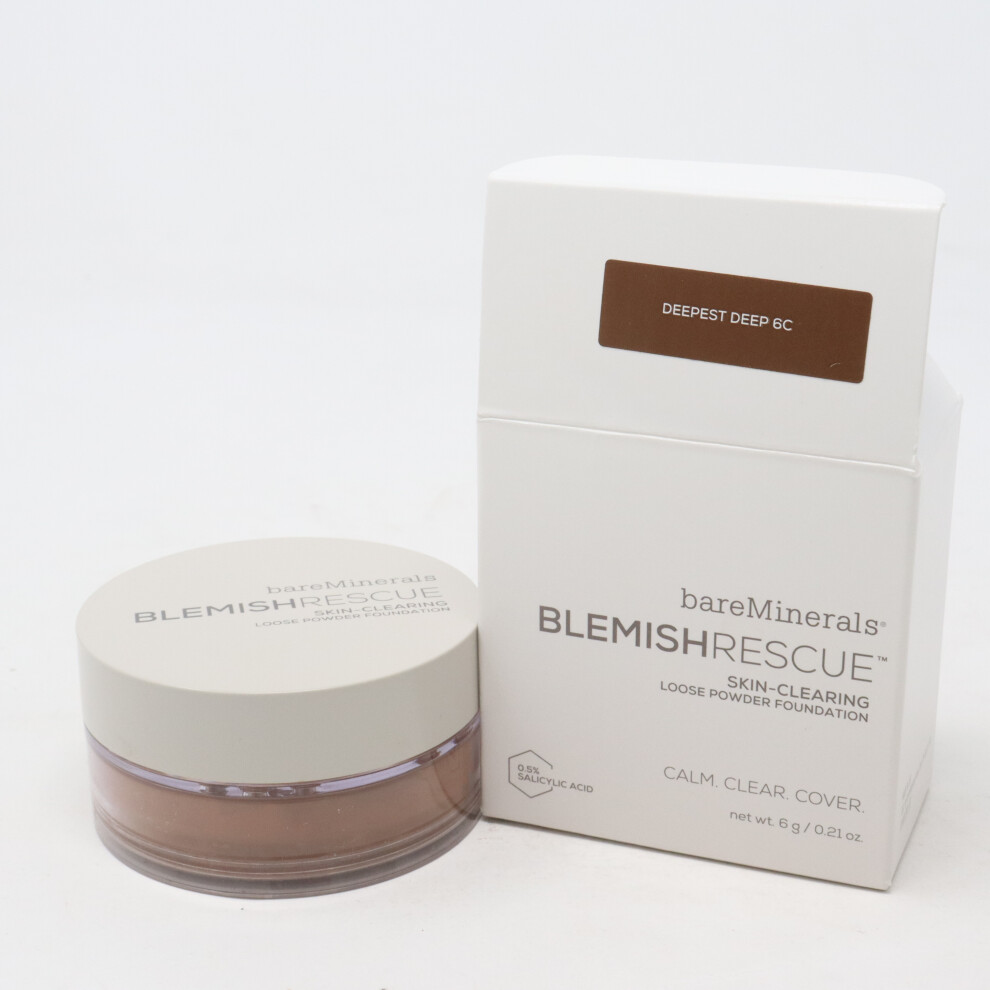 (Deepest Deep 6C) Bareminerals Blemish Rescue Skin-Clearing Loose Powder Foundation 0.21oz  New