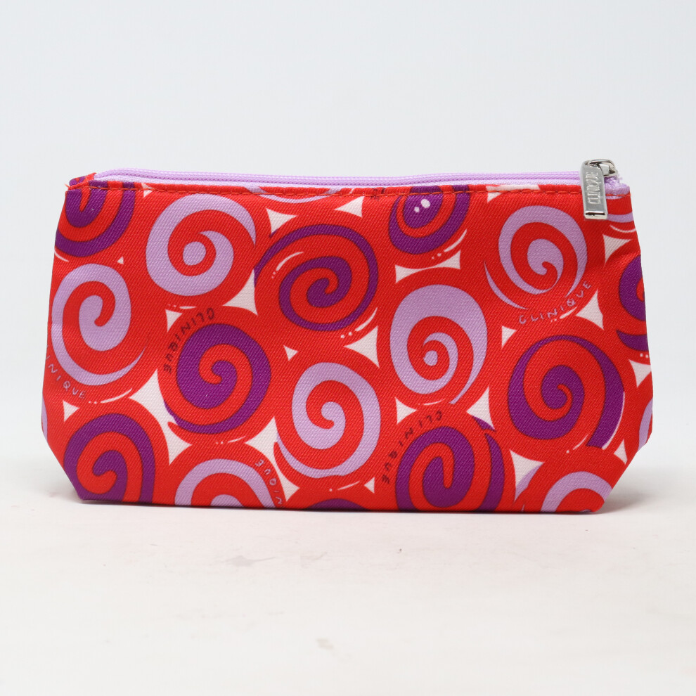 Clinique Red/Purple Swirl Print Cosmetic Bag  / New