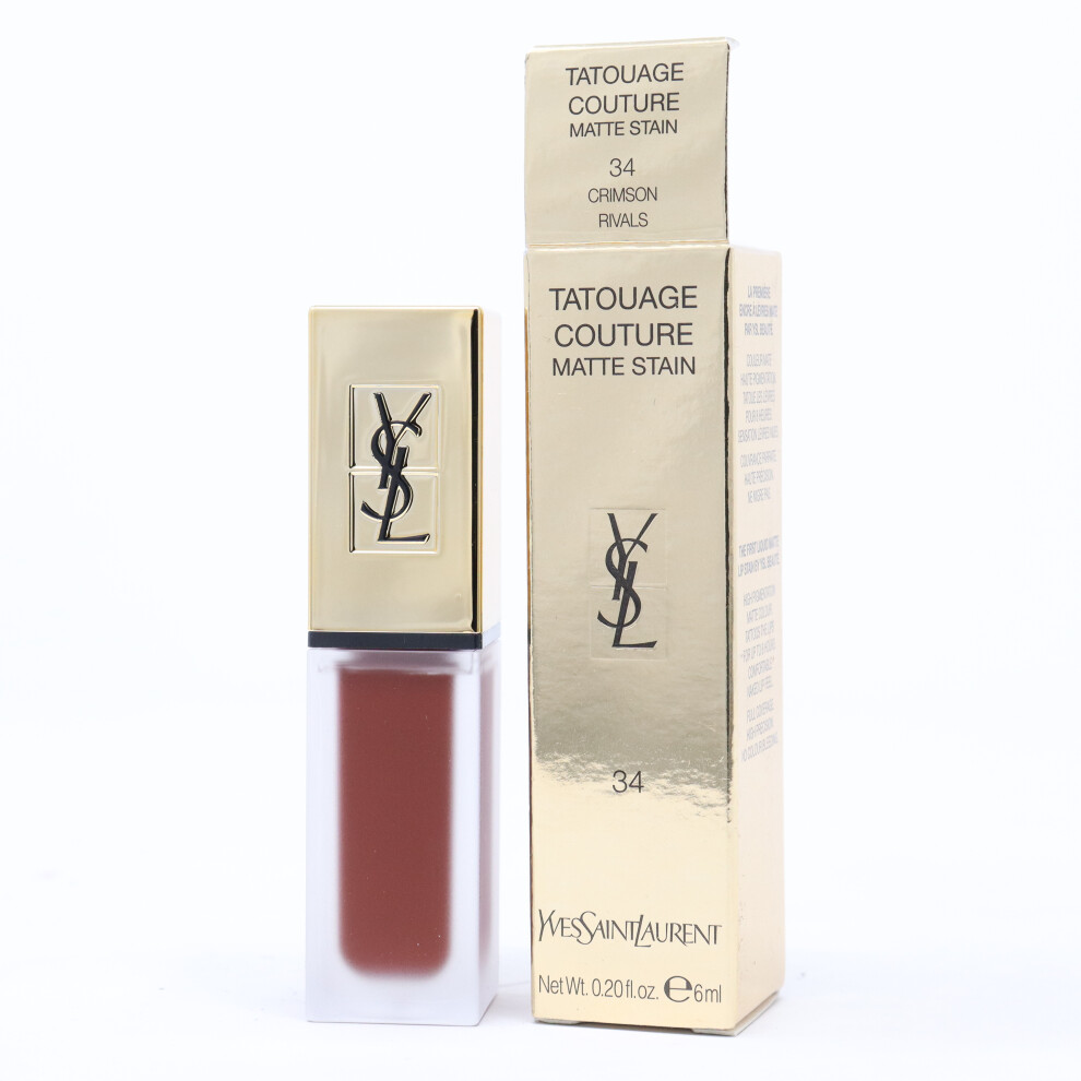 (34 Crimson Rivals) Yves Saint Laurent Tatouage Couture Matte Stain 0.2oz  New