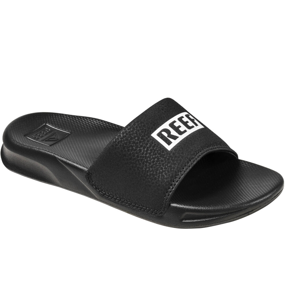 (12K UK, Reef Black/White) Reef Childrens Kids One Slide Summer Beach Sandals Thongs Flip Flops Sliders