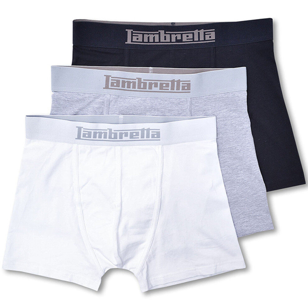 (2XL, Multi) Lambretta Mens 3 Pack Classic Elasticated Underwear Boxer Shorts Gift Set Multi