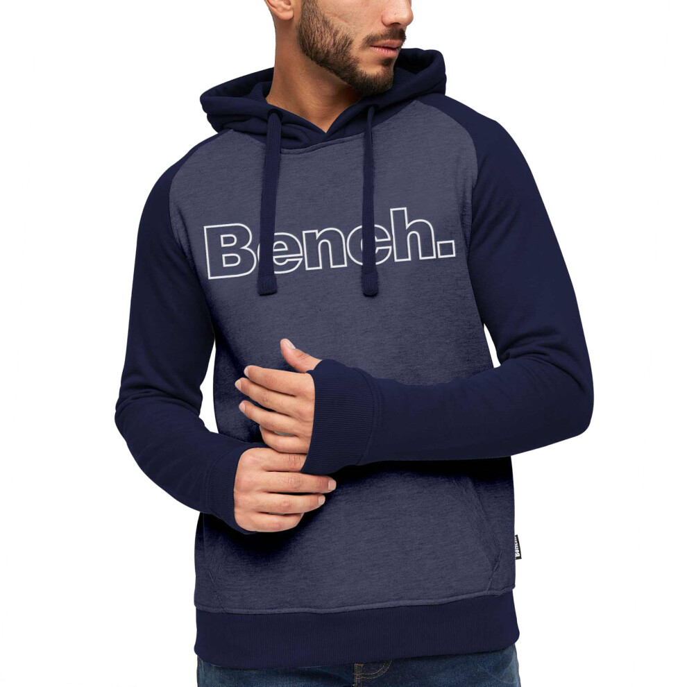 Bench (S, Navy) Mens Manchini Pullover Hooded Sweatshirt Hoody Jumper Hoodie Blue