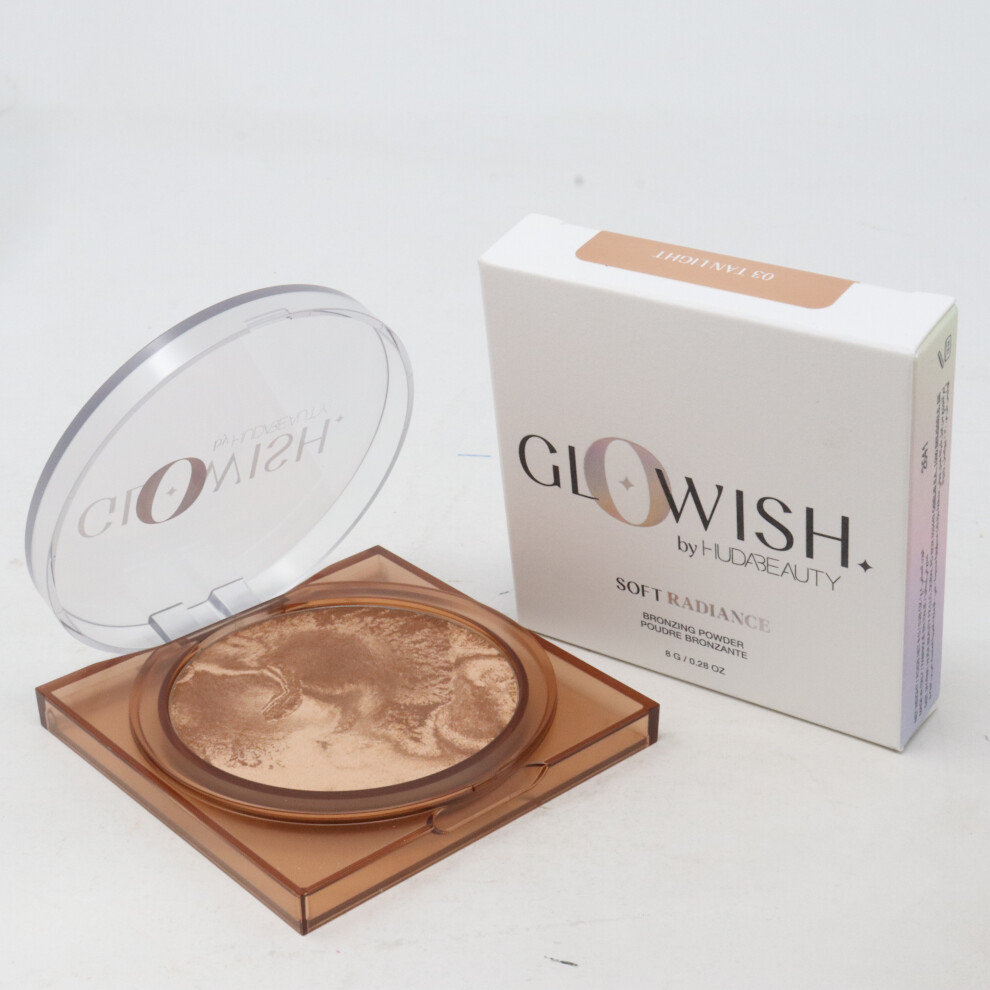 (03 Tan Light) Huda Beauty Glowish Soft Radiance Bronzing Powder  0.28oz/8g New With Box