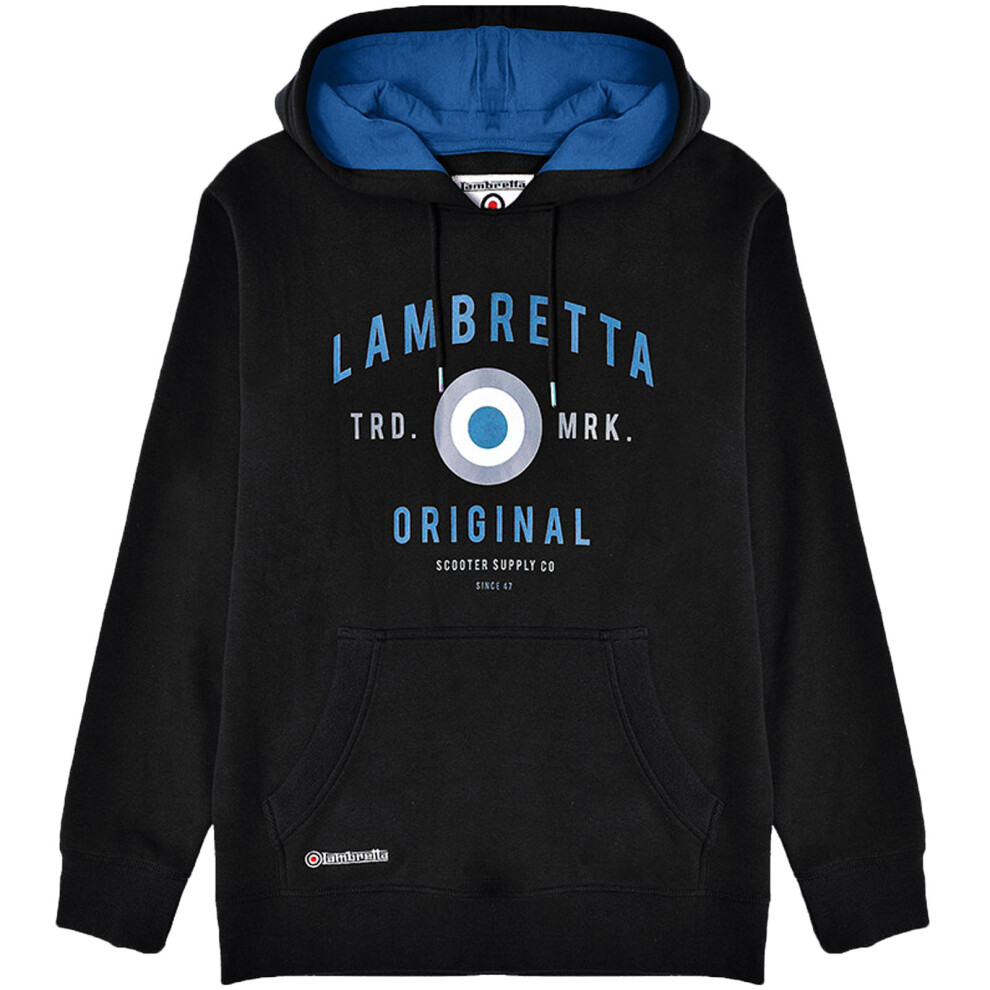 (M, Black) Lambretta Mens Original Target Print Pullover Sweatshirt Hoody Hoodie Jumper