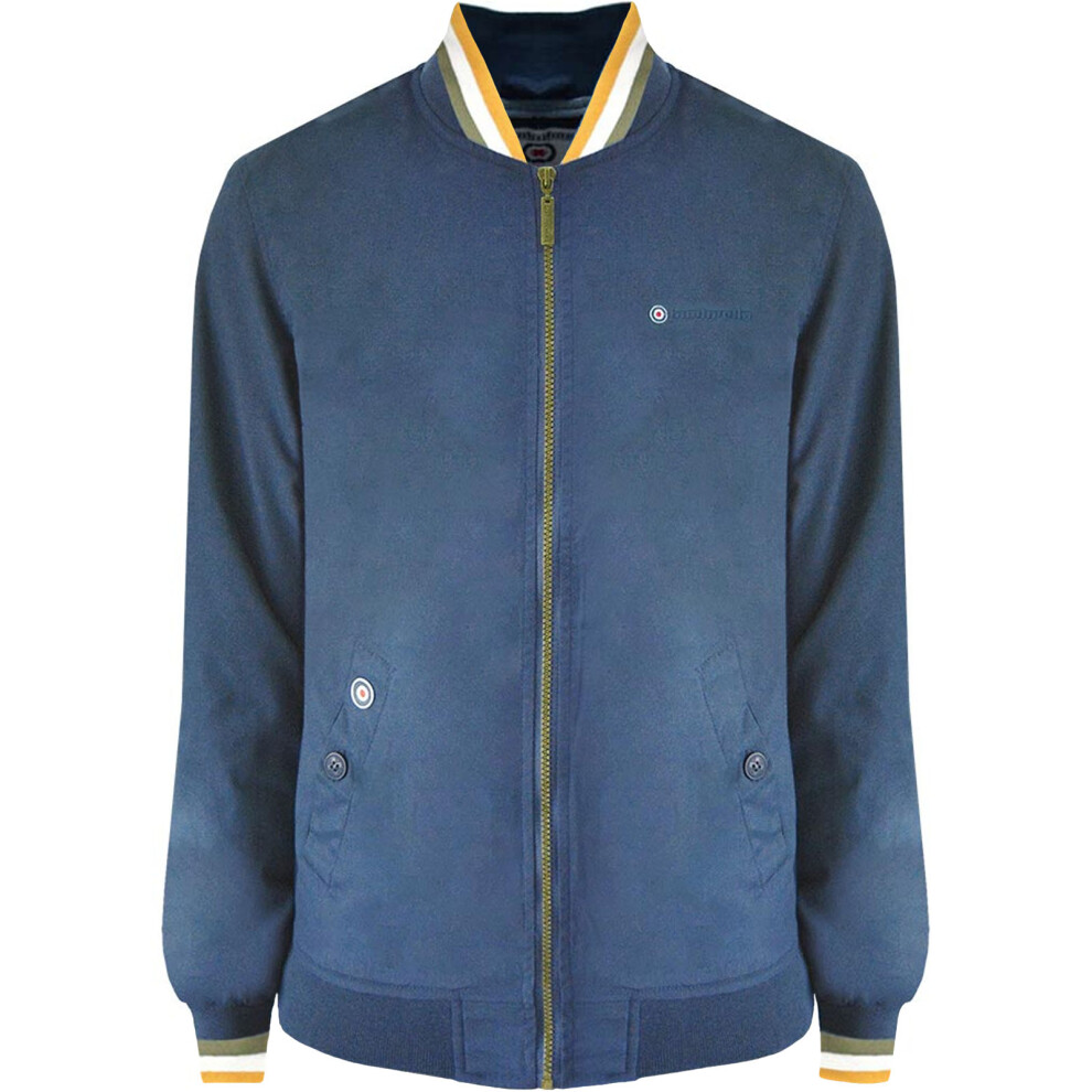 (3XL, Dress Blue) Lambretta Mens Triple Tipped Monkey Regular Fit Zipped Bomber Jacket Top