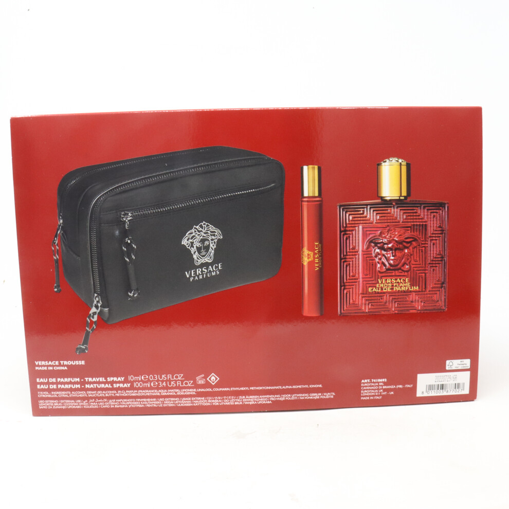 Versace Eros Flame Eau De Parfum 3-Pcs Set  / New With Box