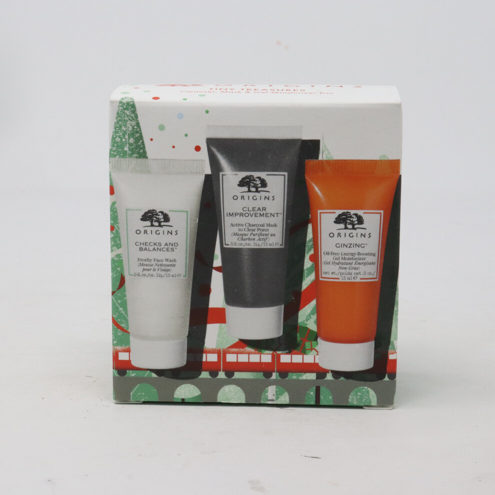 Origins Tiny Treasures Cleanser, Mask And Gel Moisturizer Trio  / New With Box