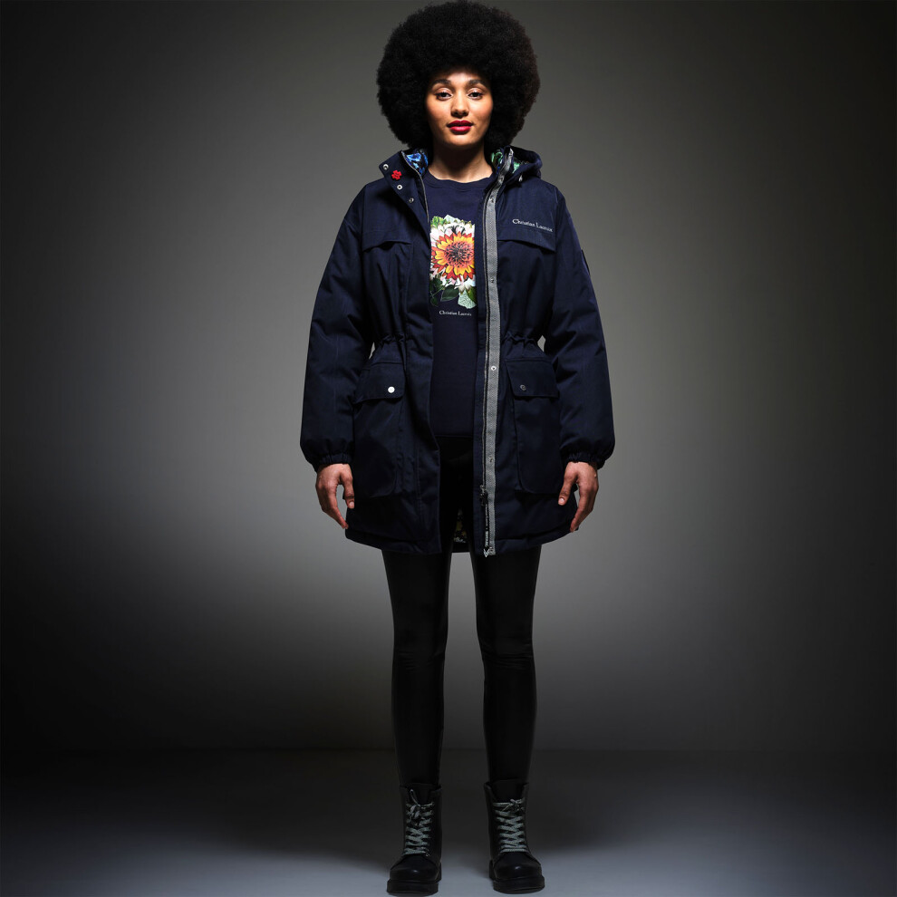 (10, Navy) Regatta x Christian Lacroix Womens Cailar Longline Waterproof Jacket Coat