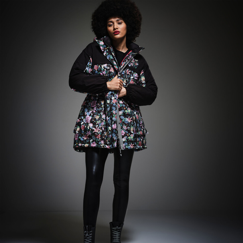 (14, Black) Regatta x Christian Lacroix Womens Cailar Longline Waterproof Jacket Coat
