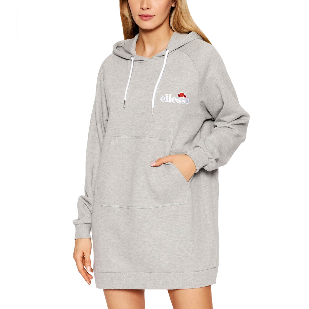 (6, Grey Marl) Ellesse Womens Honey Long Pullover Sweatshirt Hooded Hoody Hoodie Dress