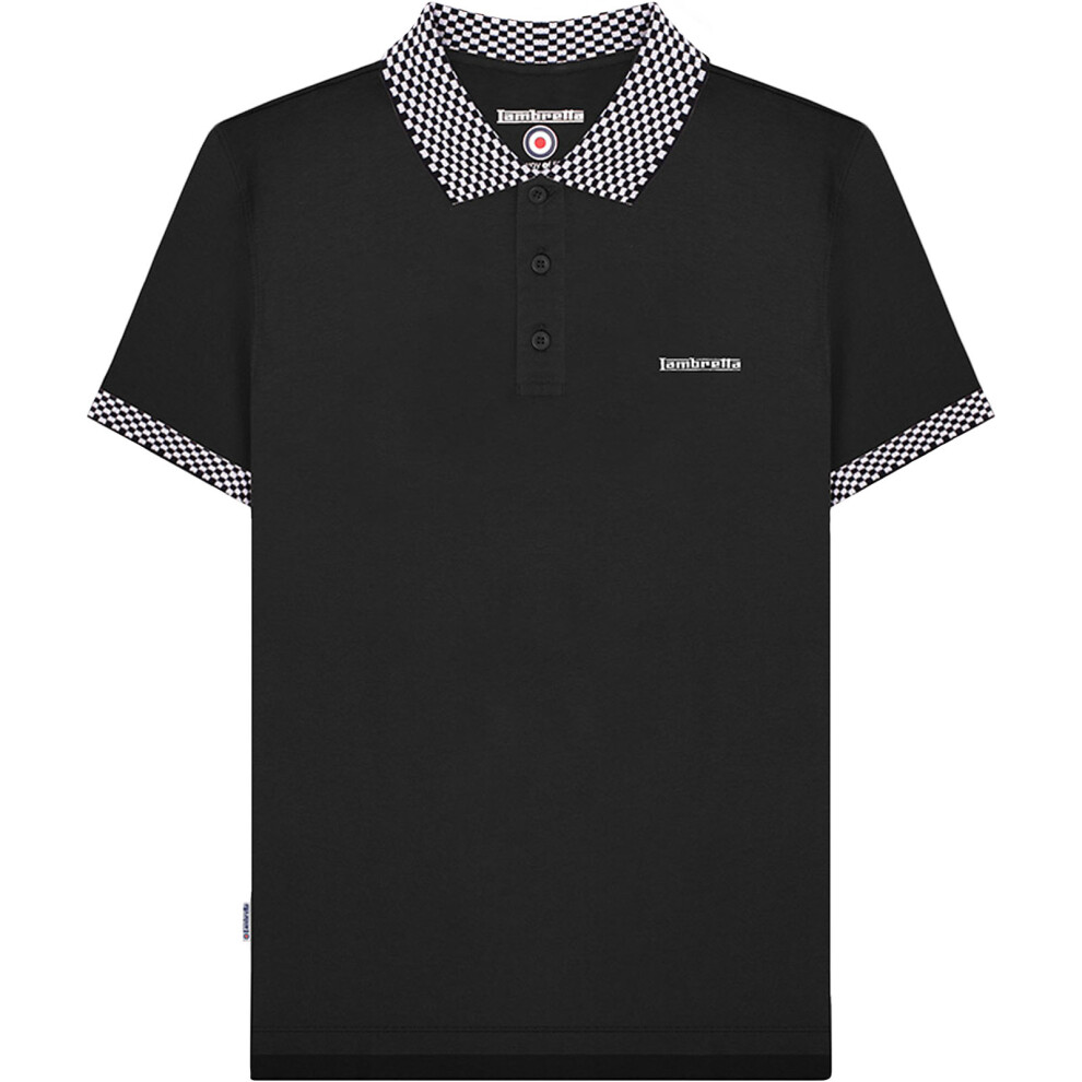 Lambretta (2Xl, Black) Mens Two Tone Short Sleeve Colla Cotton Polo Shirt Top Red