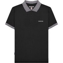 (3XL, Black) Lambretta Mens Two Tone Short Sleeve Collared Cotton Polo Shirt Top