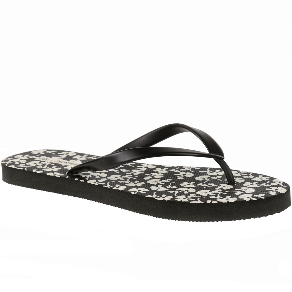 (3 UK, Parsley Black) Regatta Womens Orla Kiely Cushioned Summer Beach Sandals Thongs Flip Flops