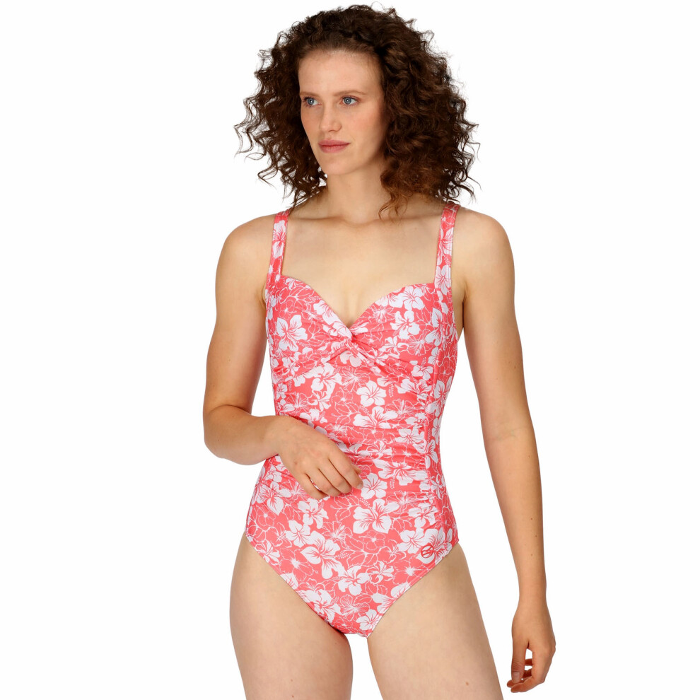 (8, Peach Bloom) Regatta Womens Sakari Tummy Control Swim Swimming One Piece Costume