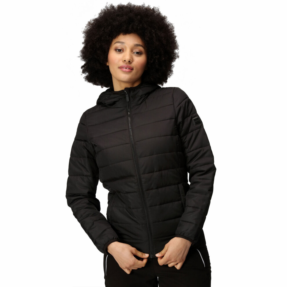 (8, Black) Regatta Womens Helfa Insulated Quilted Padded Hooded Jacket Coat