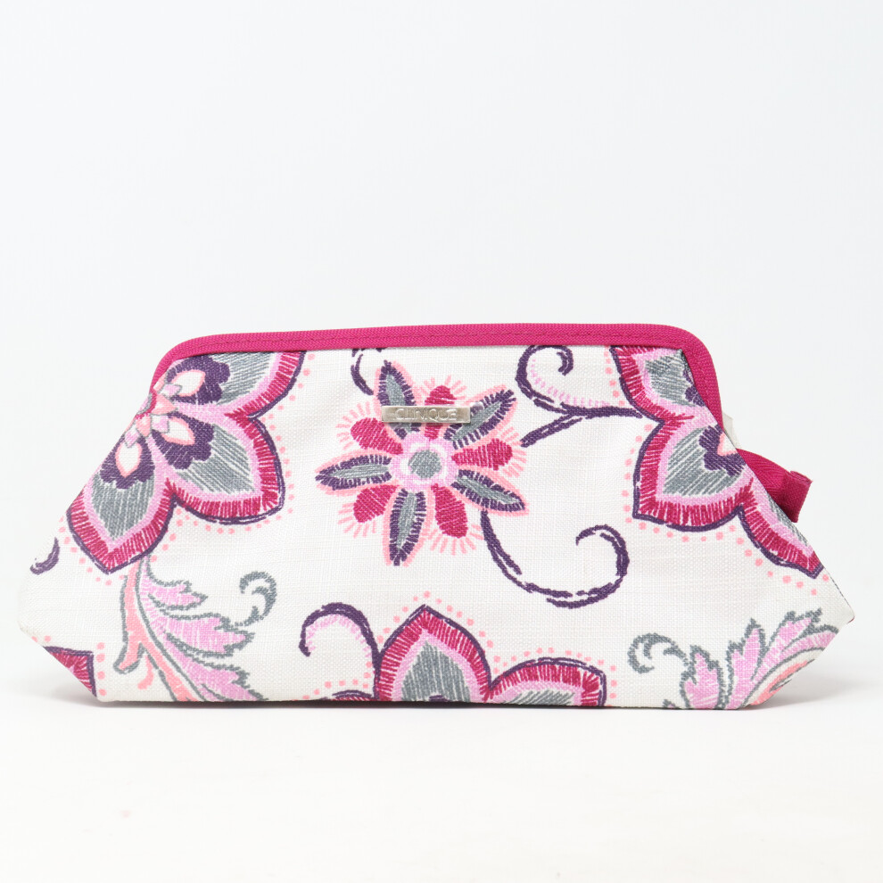 Clinique Purple Floral Print Cosmetic Bag  / New