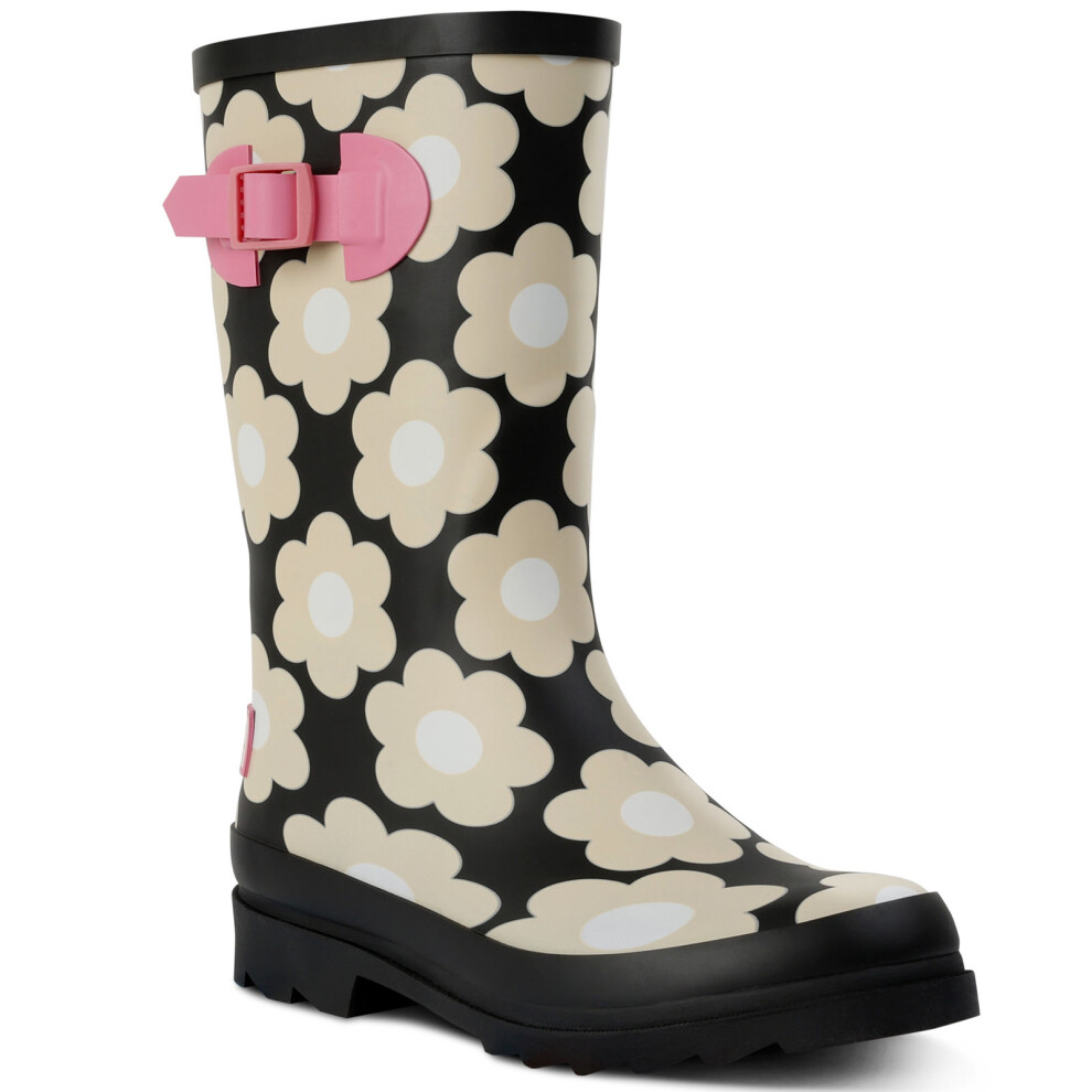 (3 UK, Black Daisy) Regatta Womens Orla Kiely Quarter Adjustable Patterned Wellington Boots Wellies
