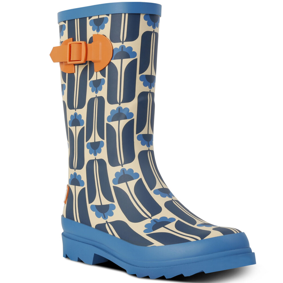 (3 UK, Navy Tall Flowers) Regatta Womens Orla Kiely Quarter Adjustable Patterned Wellington Boots Wellies