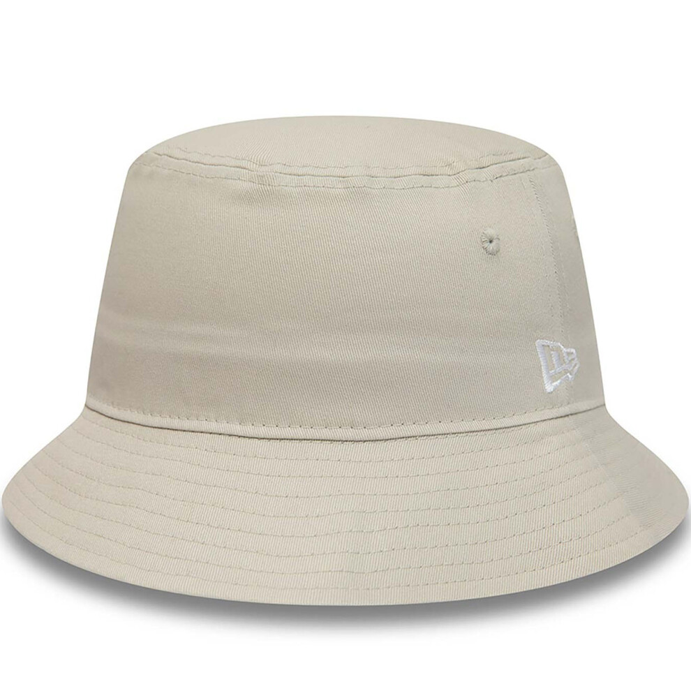 (M, Cream) New Era Adults Essentials Tapered All Round Visor Summer Bucket Hat - Cream