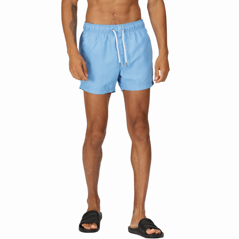 (S, Lake Blue) Regatta Mens Mawson II Elasticated Waist Swim Swimming Surf Trunks Shorts