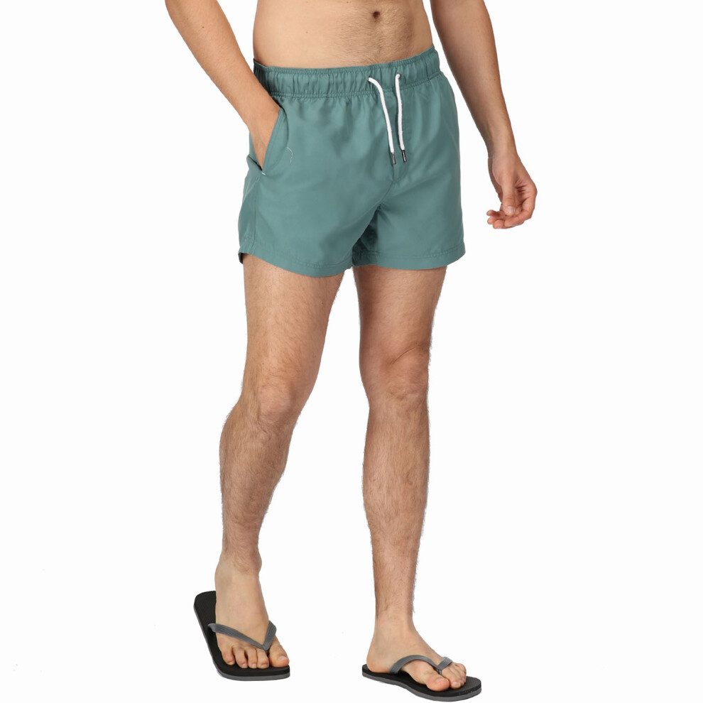 (L, Sea Pine) Regatta Mens Mawson II Elasticated Waist Swim Swimming Surf Trunks Shorts