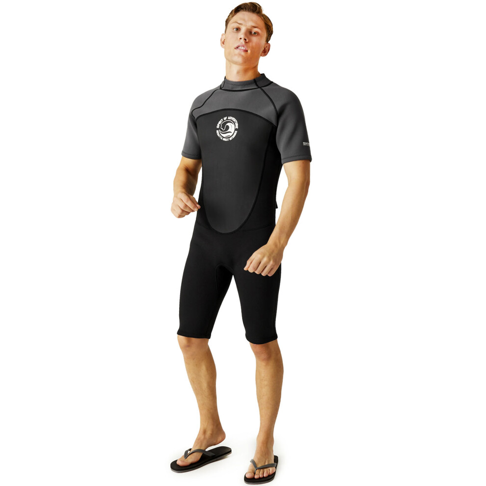 Regatta Men's Quick-Drying Shorty 2mm Wetsuit Black Dark Grey White, Size: L/XL