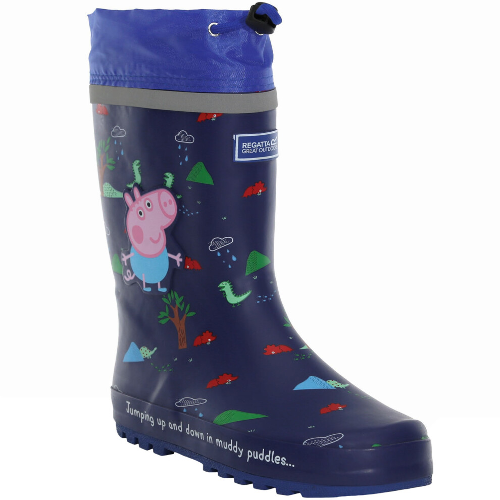 (4K UK, New Royal) Regatta Kids Peppa Pig Splash Outdoor Wellington Boots Rain Boots Wellies