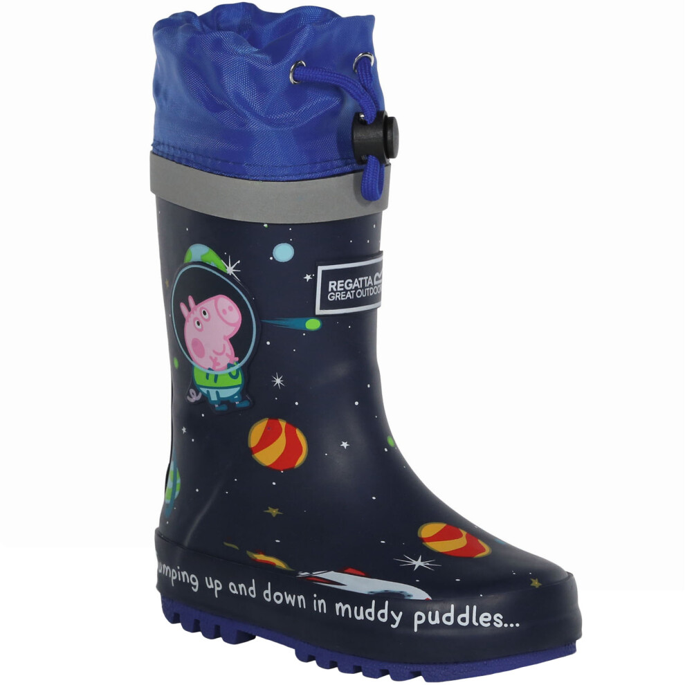 Regatta Kids Waterproof Peppa Pig Splash Wellies Navy Space, Size: UK12