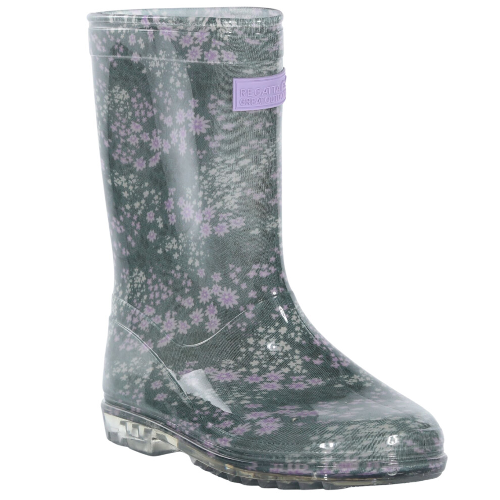 (9K UK, Ditsy Floral) Regatta Kids Wenlock Outdoor Wellington Boots Rain Boots Wellies