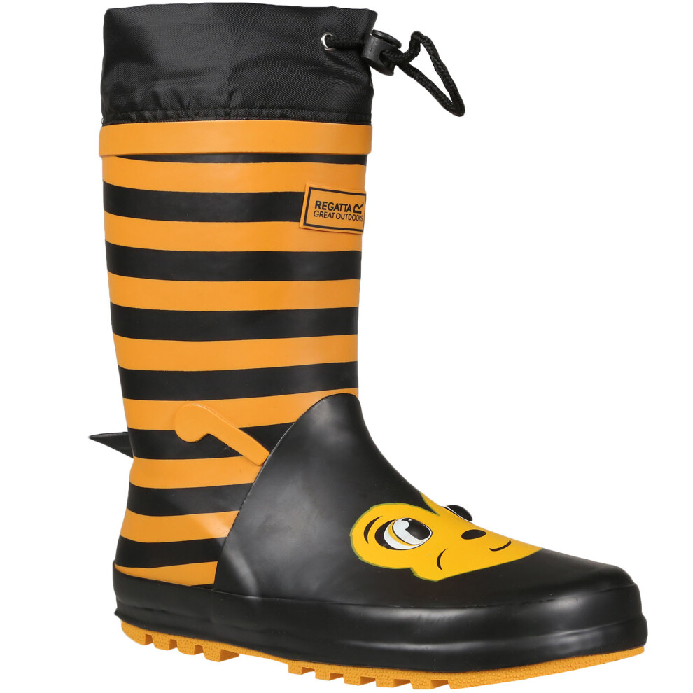 (4K UK, Bumble Bee) Regatta Kids Mudplay Animal Outdoor Walking Wellington Boots Rain Boots Wellies