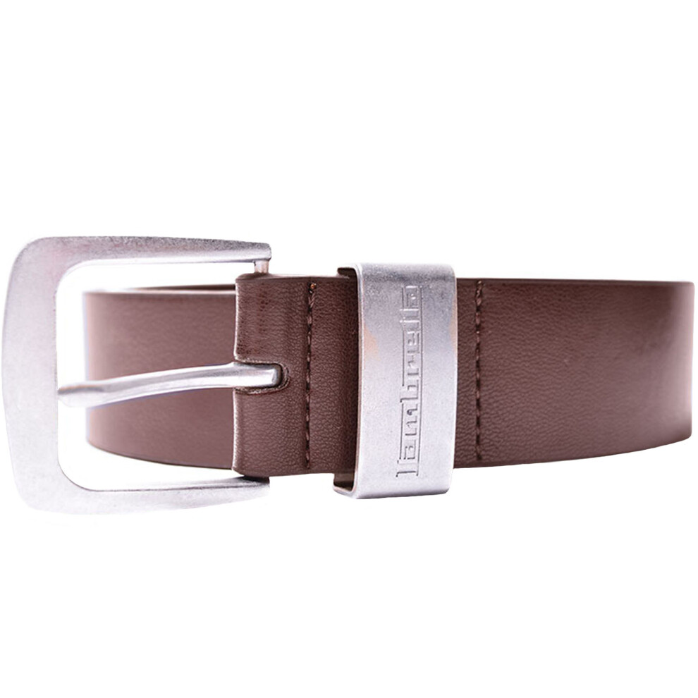(2XL, Tan) Lambretta Mens Leather Lined Silver Buckle Adjustable Belt