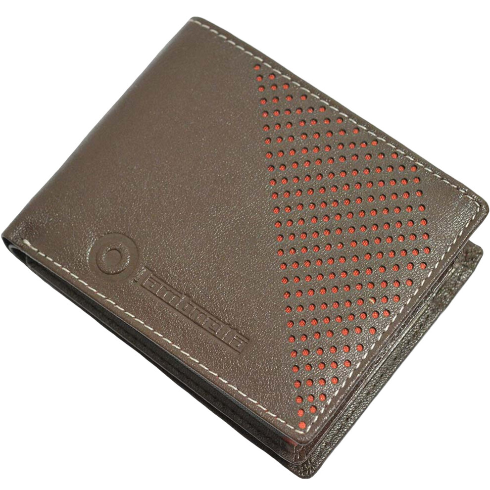 (One Size, Dark Brown) Lambretta Mens Punched Leather RDIF Blocking Card Cash Bifold Wallet