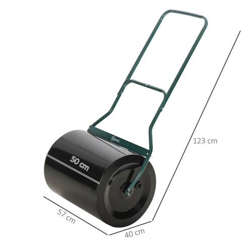Outsunny 60L Steel Garden Roller Push Pull w/ Fillable Cylinder Water Rolling Drum 1