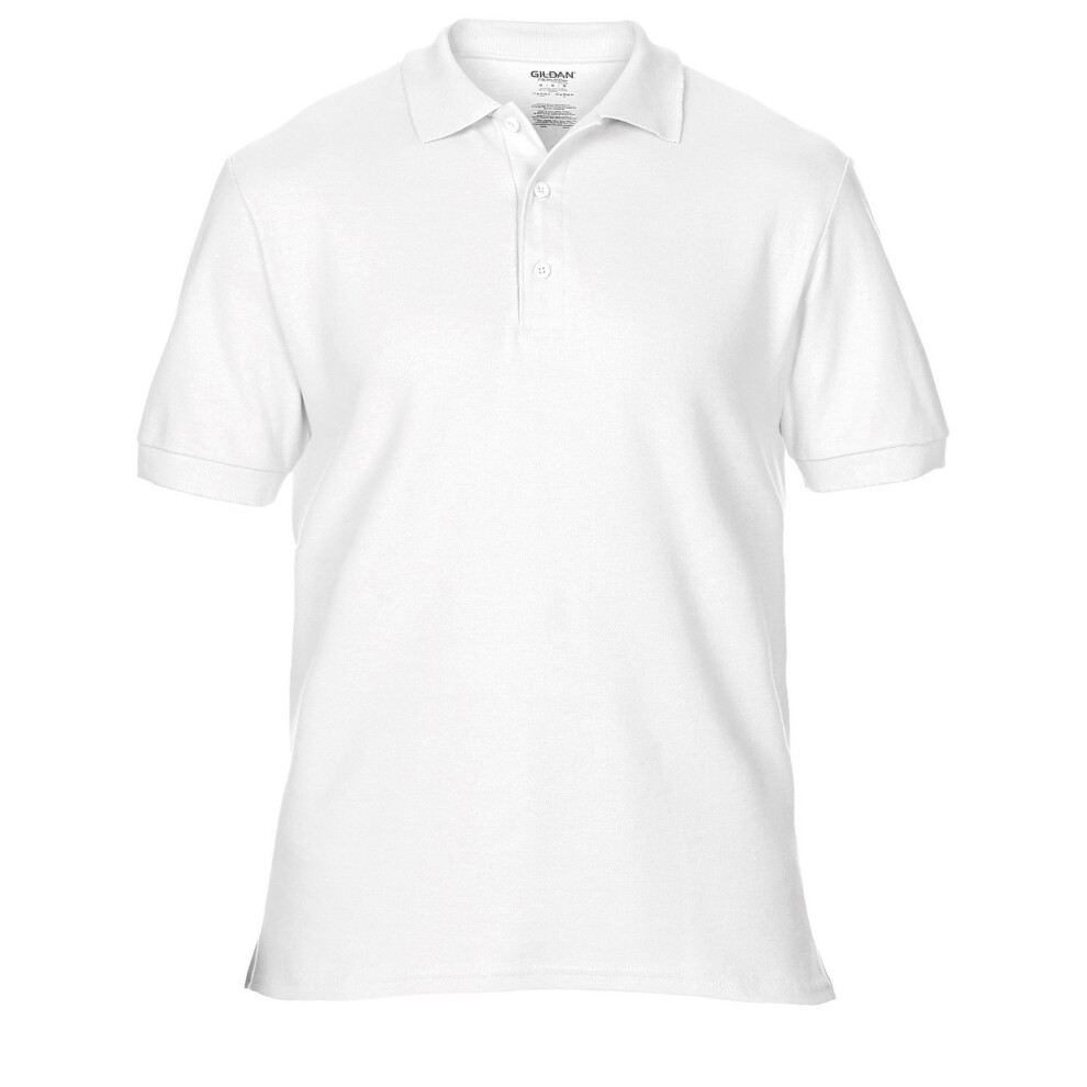 (2XL, White) Gildan Mens Premium Cotton Sport Double Pique Polo Shirt