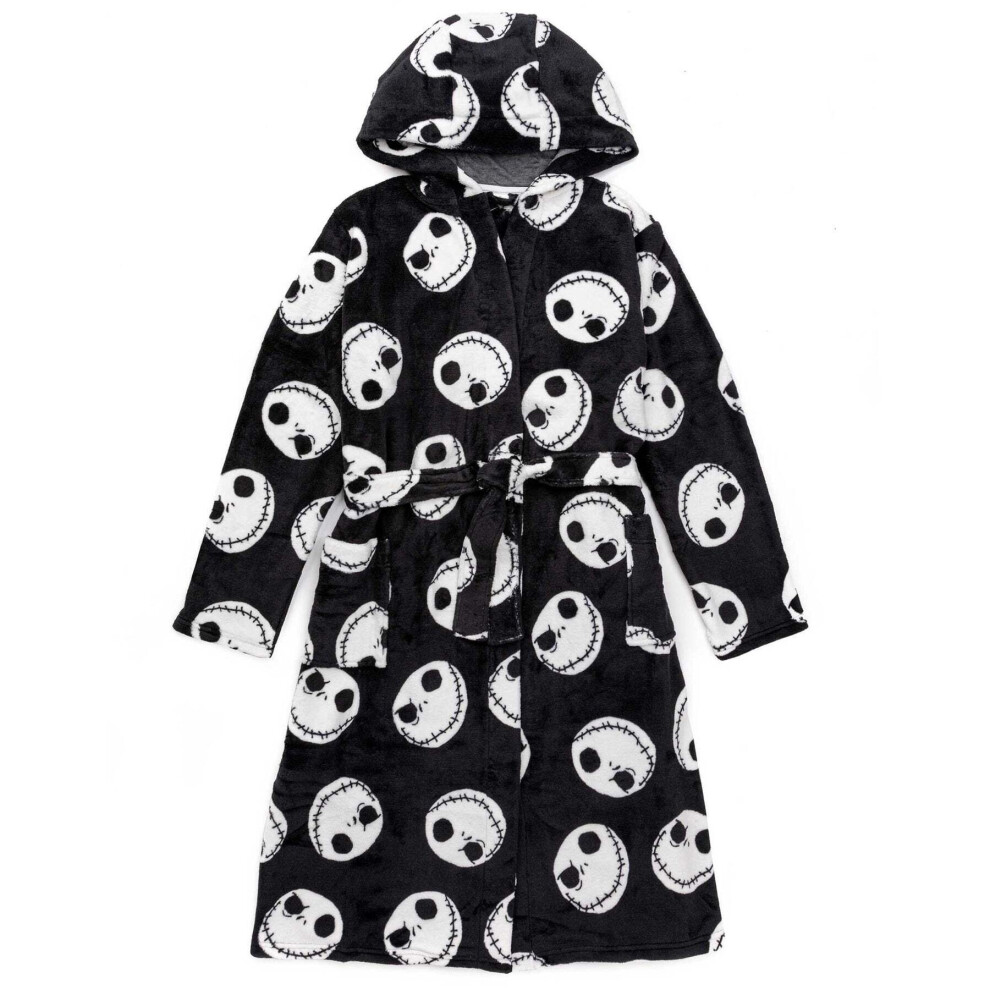 (L, Black/White) Nightmare Before Christmas Mens Jack Skellington Dressing Gown