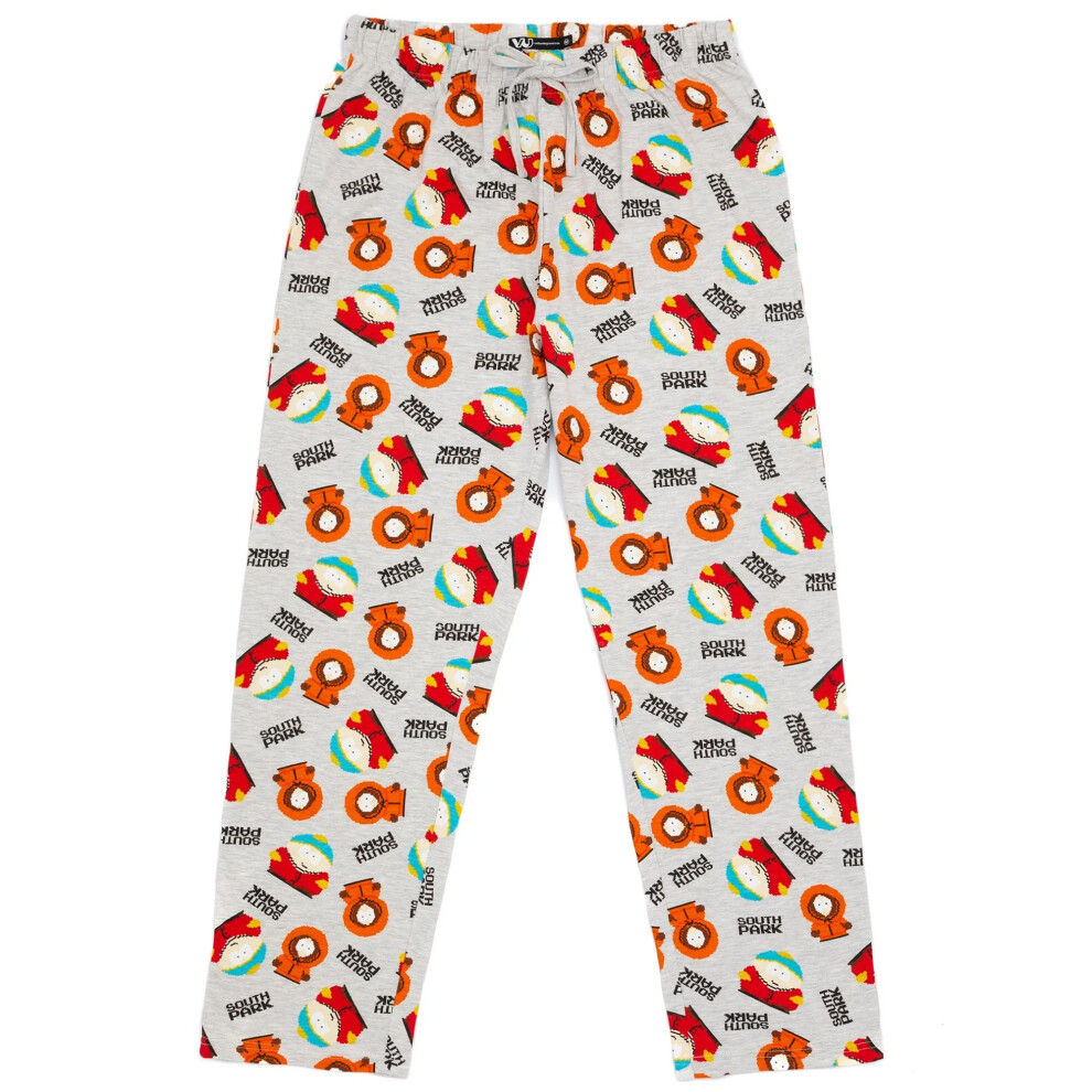 (L, Grey/Orange/Black) South Park Mens Character Lounge Pants