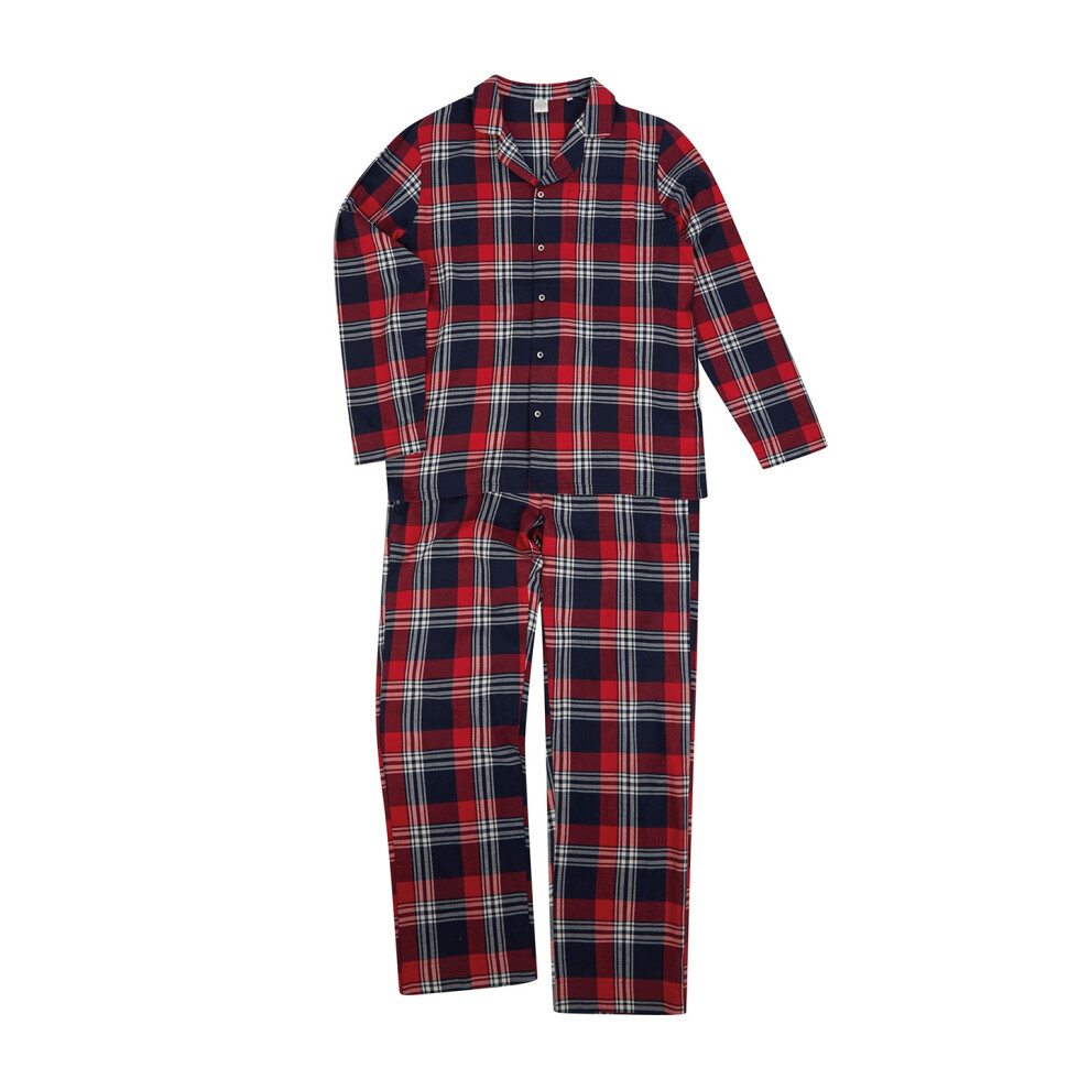 (L, Red/Navy) SF Mens Tartan Pyjama Set