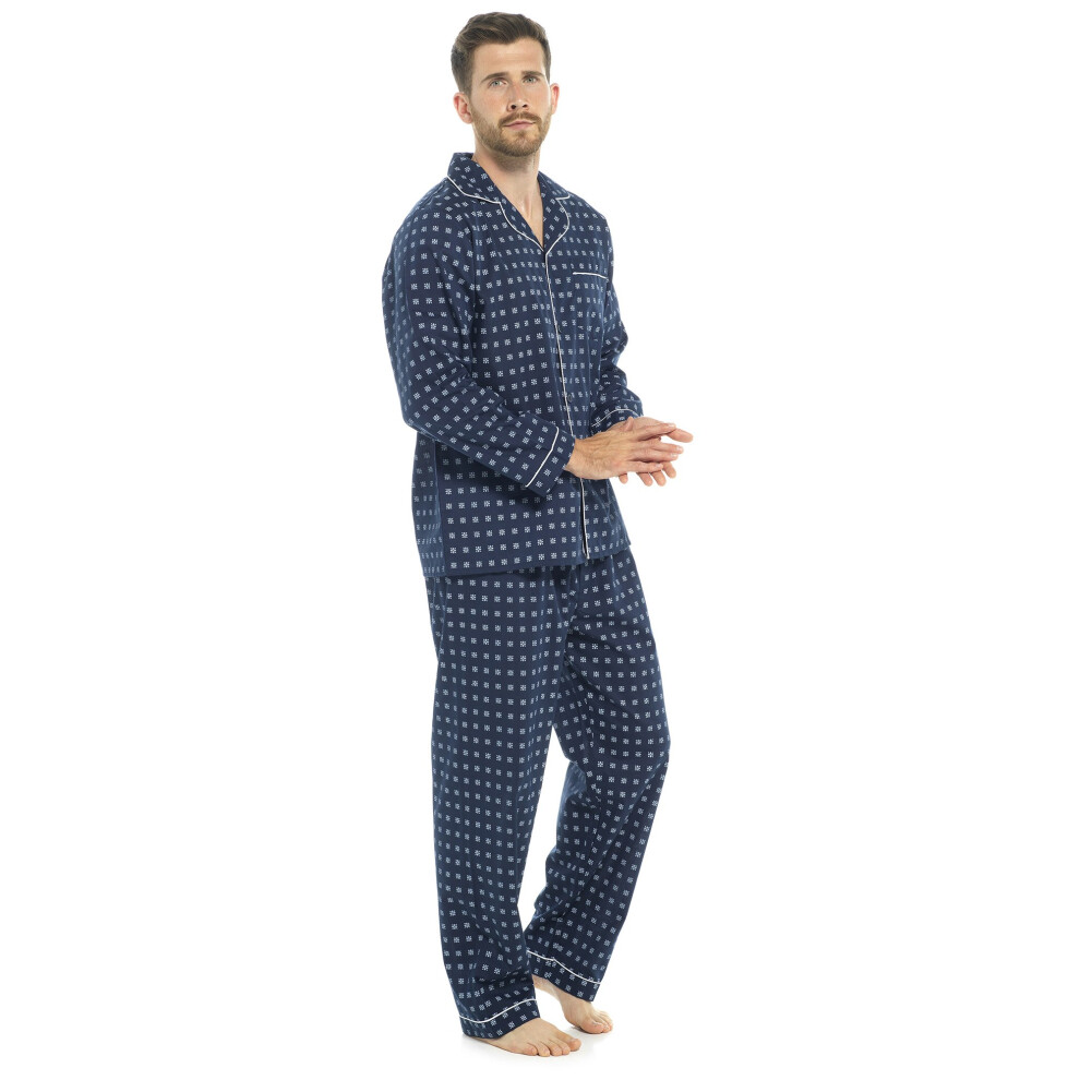 (M, Blue) Walter Grange Mens Traditional Printed Pyjama Set