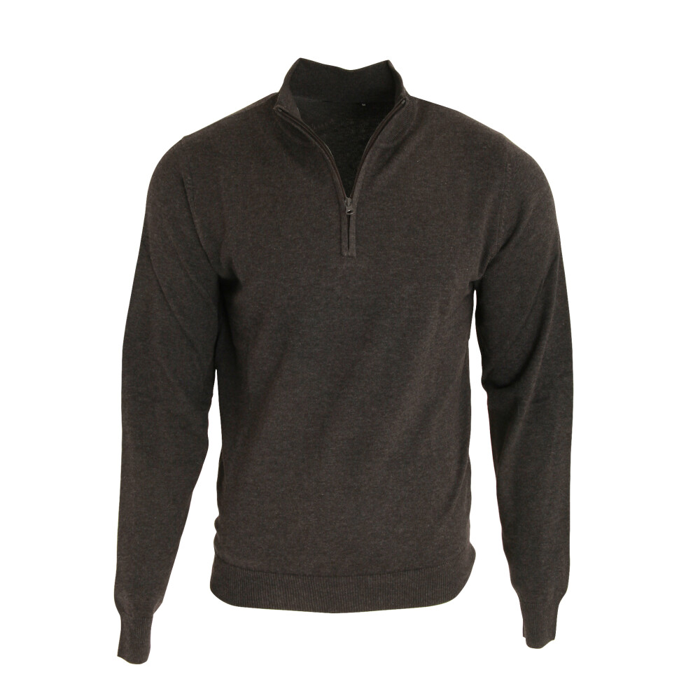 (XS, Charcoal) Premier Mens 1/4 Zip Neck Knitted Sweater