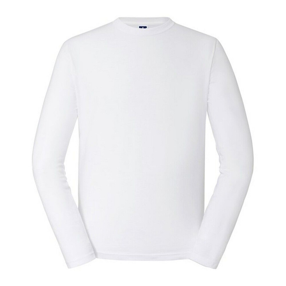 (XS, White) Russell Mens Classic Long-Sleeved T-Shirt