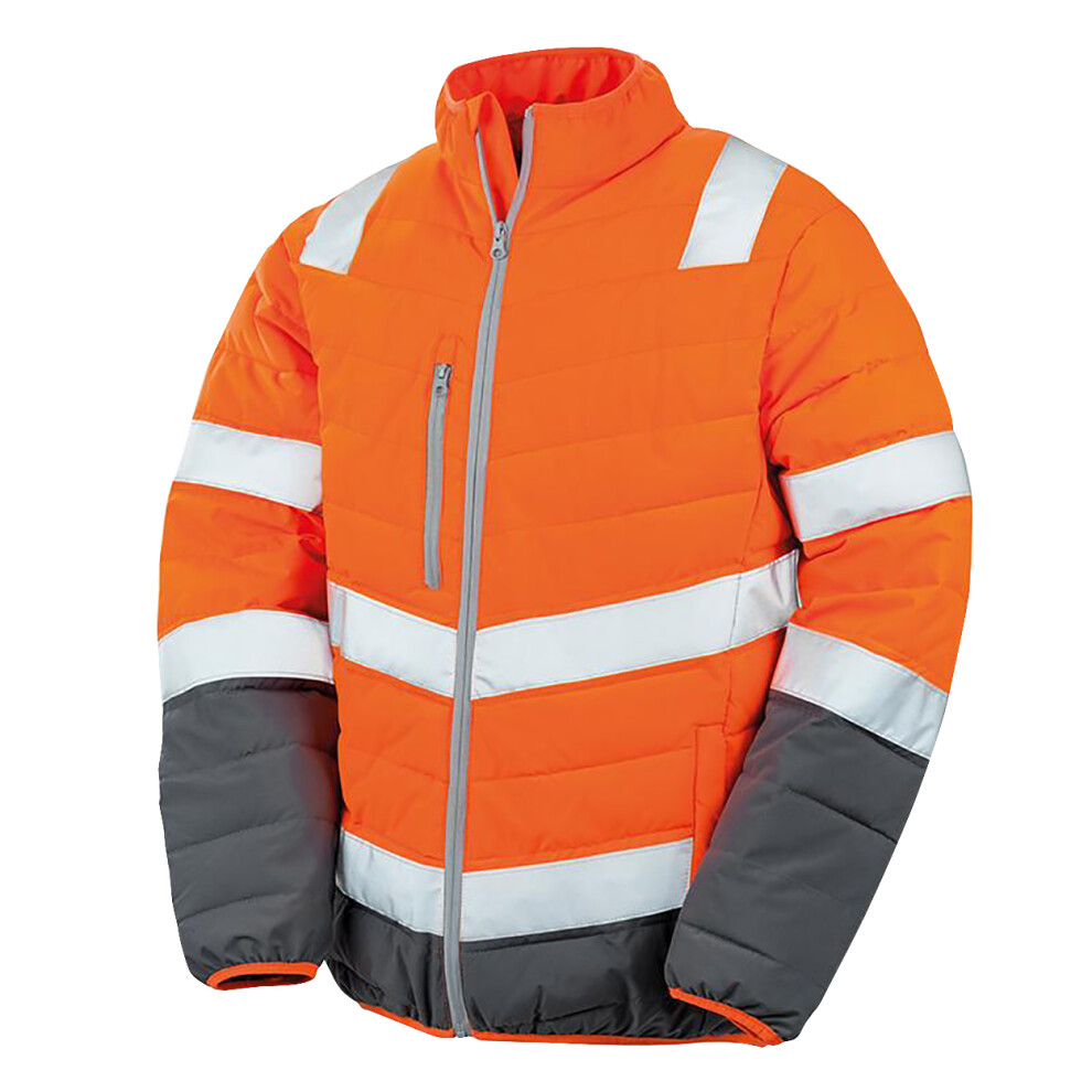 (XL, Fluorescent Orange) Result Safeguard Mens Soft Padded Safety Jacket