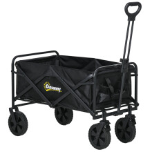 (Black) Outsunny Folding Outdoor Storage Trolley Cart Bag Trolley Cart Bag
