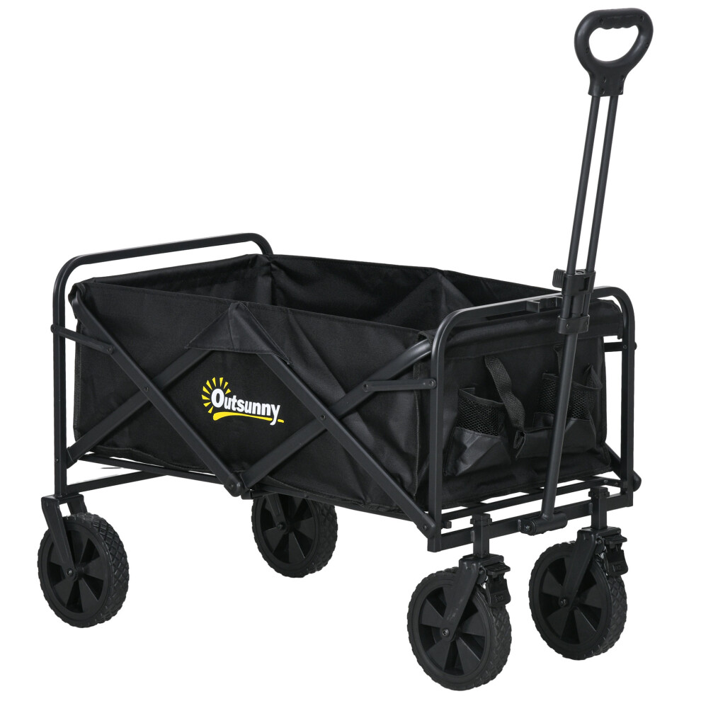 (Black) Outsunny Folding Outdoor Storage Trolley Cart Bag Trolley Cart Bag