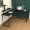 (Black) L Computer Desk with Self Corner Desk Work Table 8