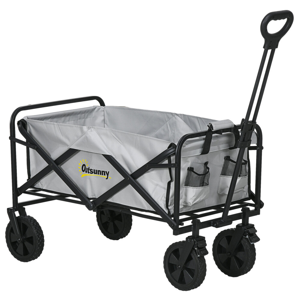 (Grey) Outsunny Folding Outdoor Storage Trolley Cart Bag Trolley Cart Bag
